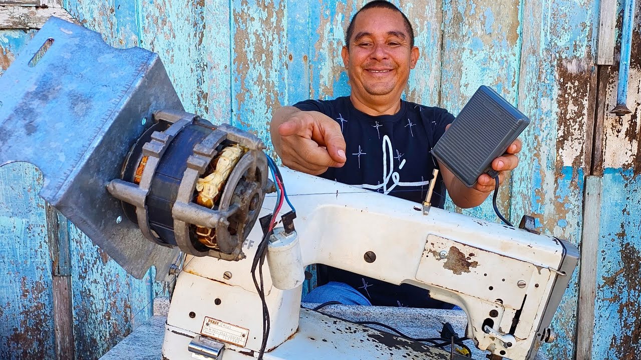 COMO ADAPTAR MOTOR DE TANQUINHO EM MAQUINA DE COSTURA😱
