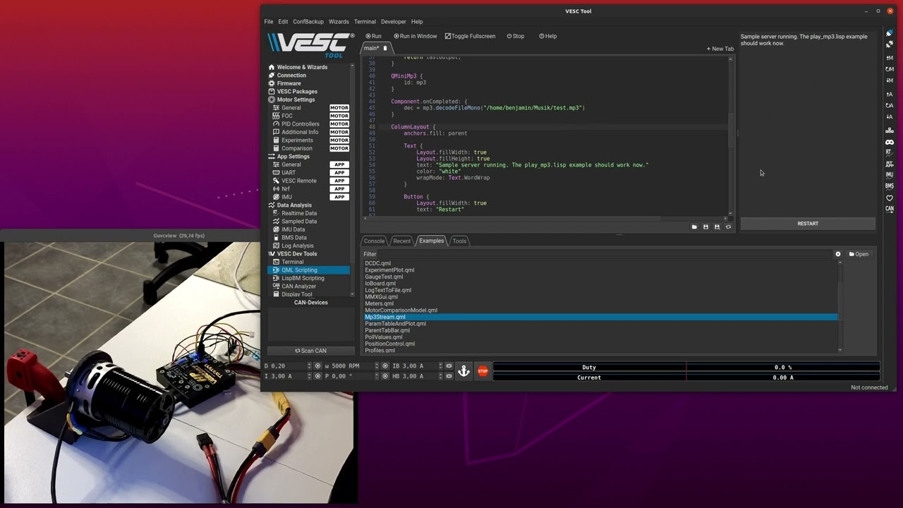 VESC play mp3 while motor is running
