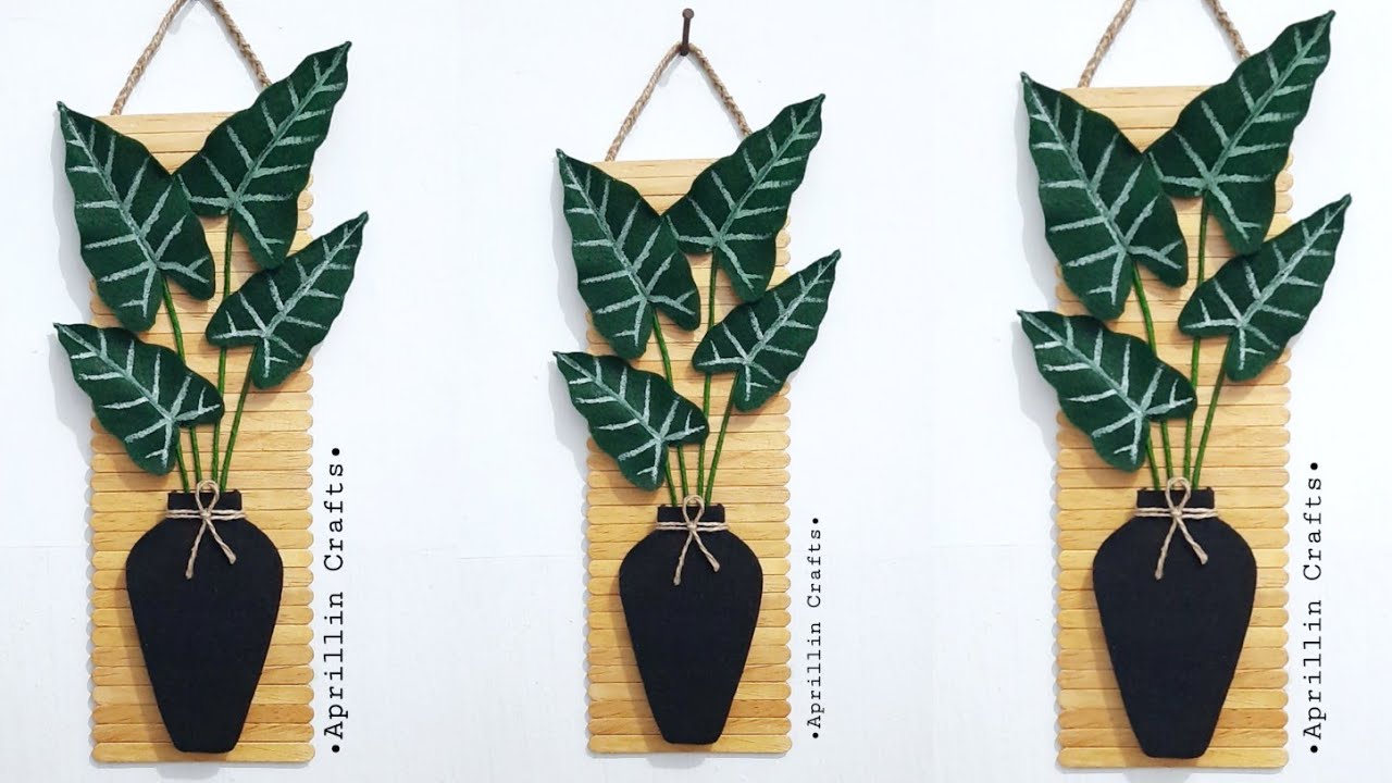 Diy wall decor ideas felt caladium||Diy keladi amazon dari kain flanel||Hiasan dinding stik es krim