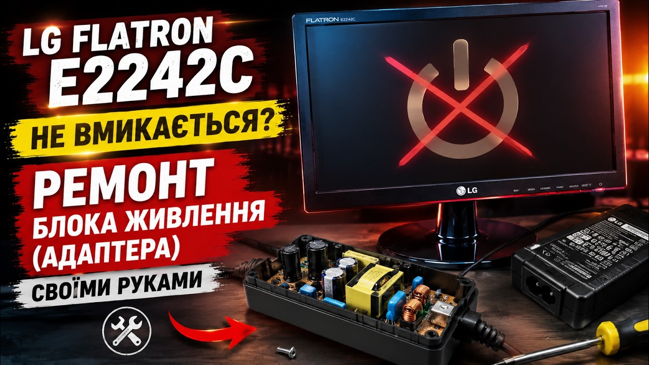 Монітор LG Flatron E2242C не вмикається? Ремонт блока живлення (адаптера) своїми руками 🛠️