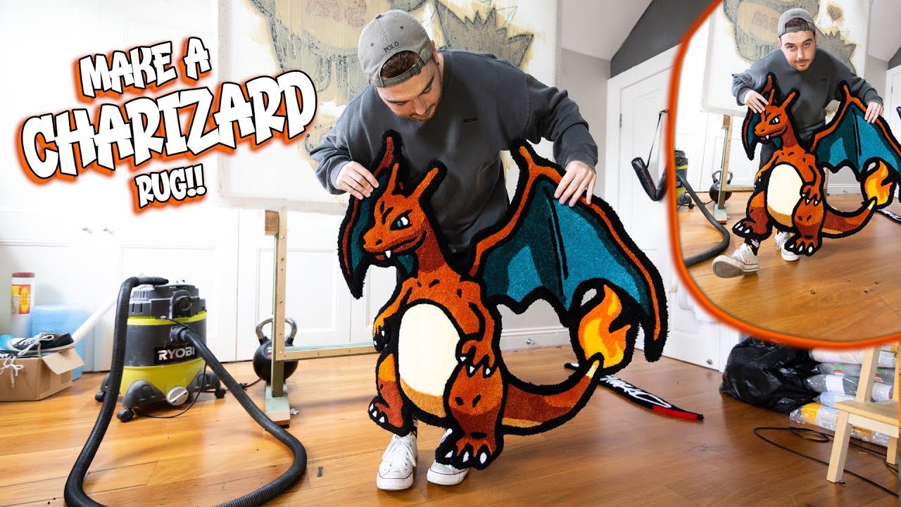 CUSTOM CHARIZARD RUG | Full Tufting Process | Make A Custom Rug!