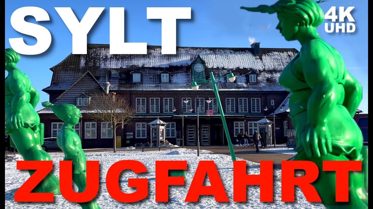 Zufahrt nach Westerland Sylt (Februar 2026) ❄️❤️ bei Schnee & Sonne über die Nordsee fahren [4K UHD]