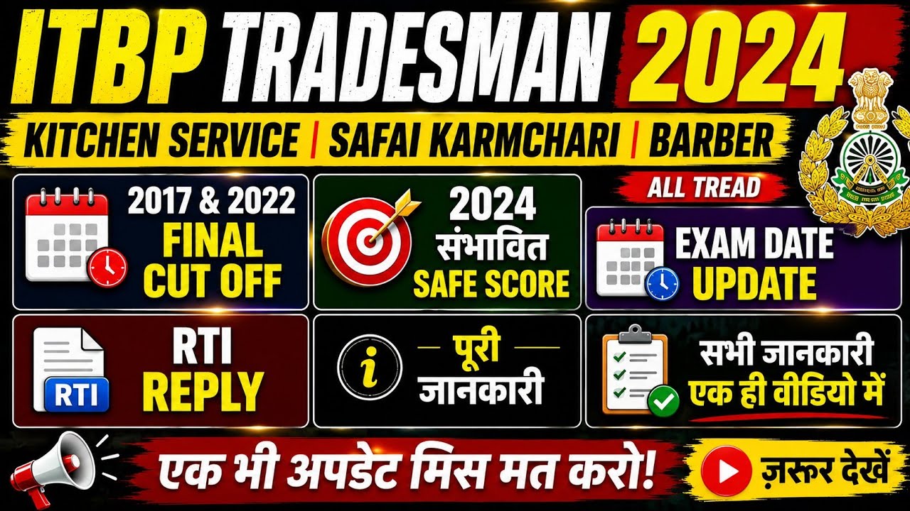 ITBP Exam Date 2026 | खुशखबरी | Itbp Tradesman Exam Date I EXAM UPDATE| itbp tradesman cut off 2026
