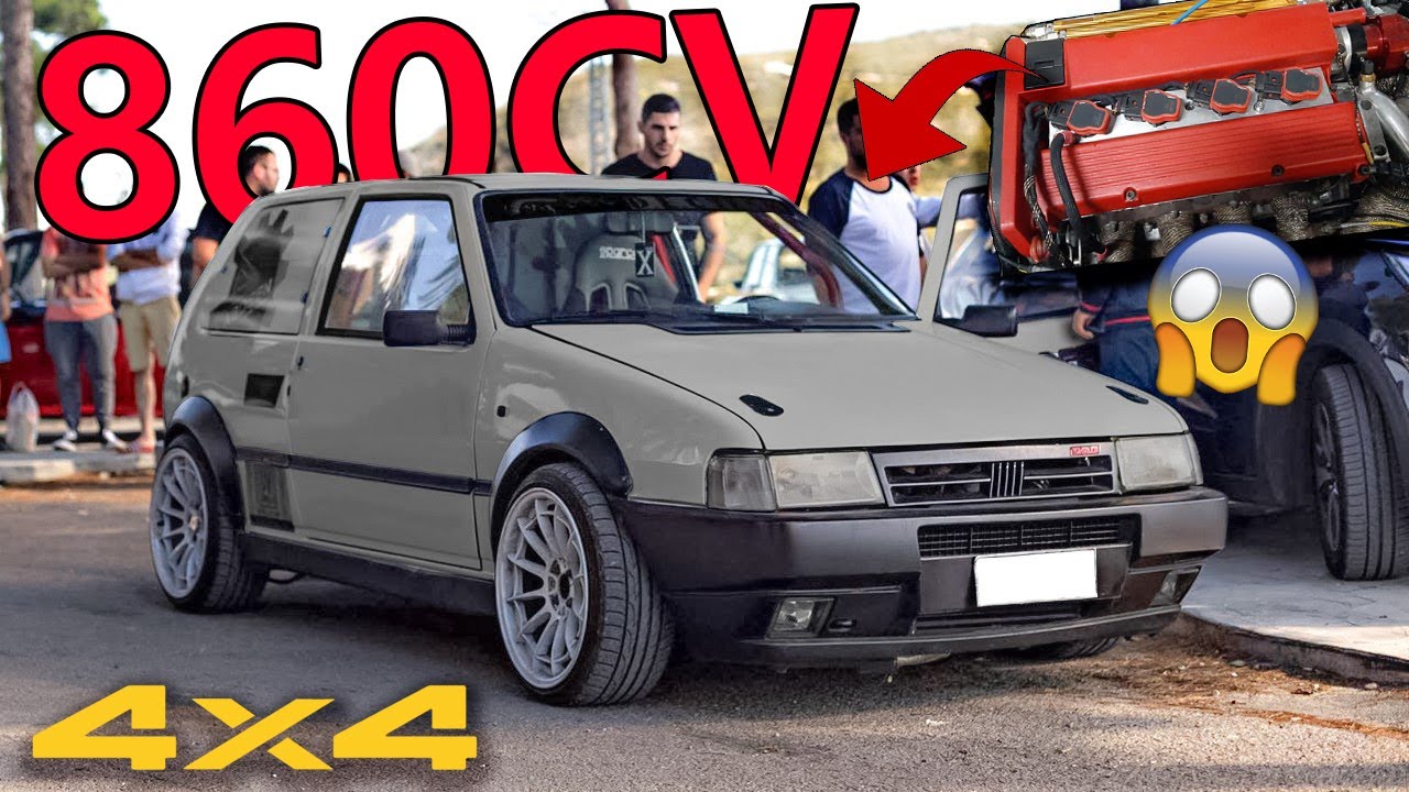 Fiat Uno Turbo 4x4 860cv a 2.8 BAR | con l'integrale brucia le HYPERCAR fa le buche MATTI VERI !!