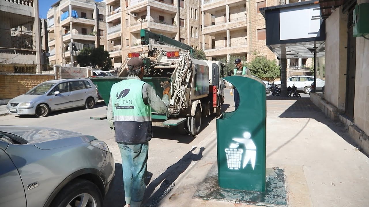 حاويات تحت الأرض في مدينة إدلب عوضا عن الحاويات التقليدية