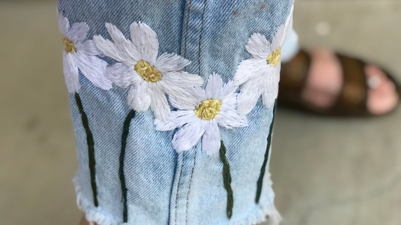 DIY EMBROIDERED JEANS: DAISY CHAIN