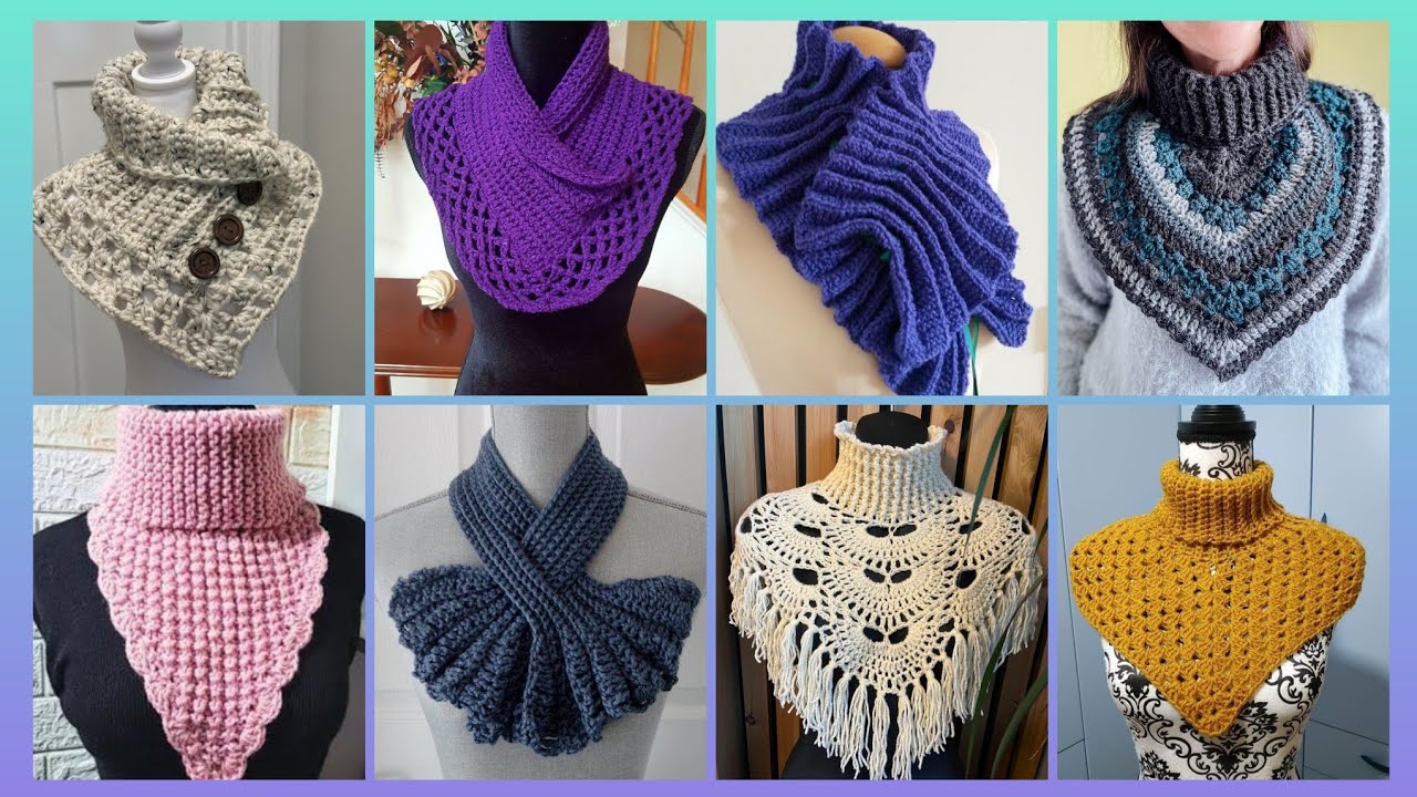 Impressive Elegant outstanding crochet pattern of handmade neck scraft outfits designs ideas