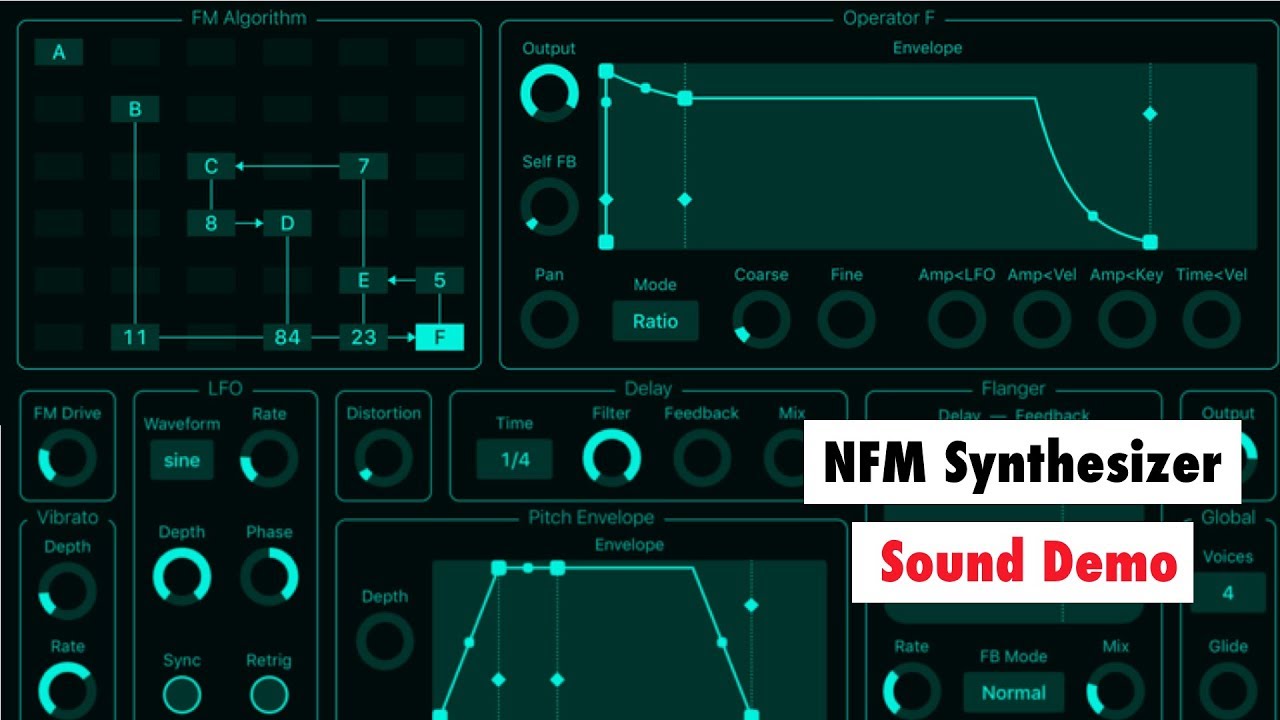 NFM Synthesizer Sound Demo - 6 Operators AUv3 FM Synth