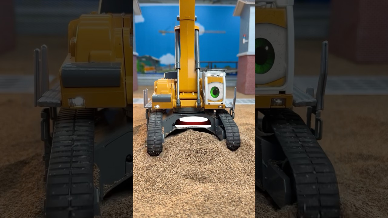 Giant destroying all city, but RC construction cars catch him 🦖🪓 #builderc
