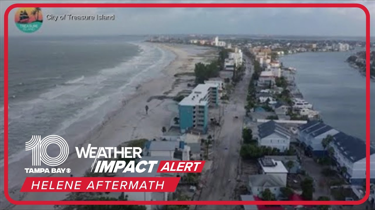 Aerials above Treasure Island show Hurricane Helene's impact