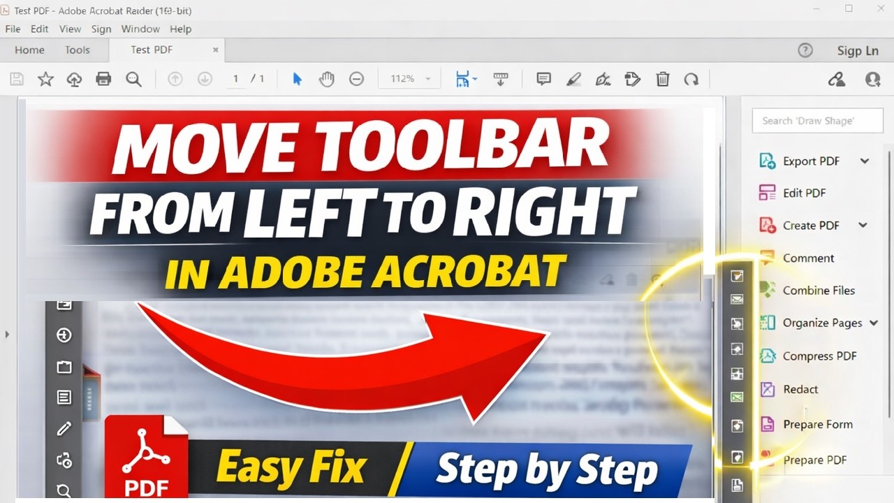 How to Move Toolbar from Left to Right in Adobe Acrobat | How To Remove All Tools From Adobe Acrobat