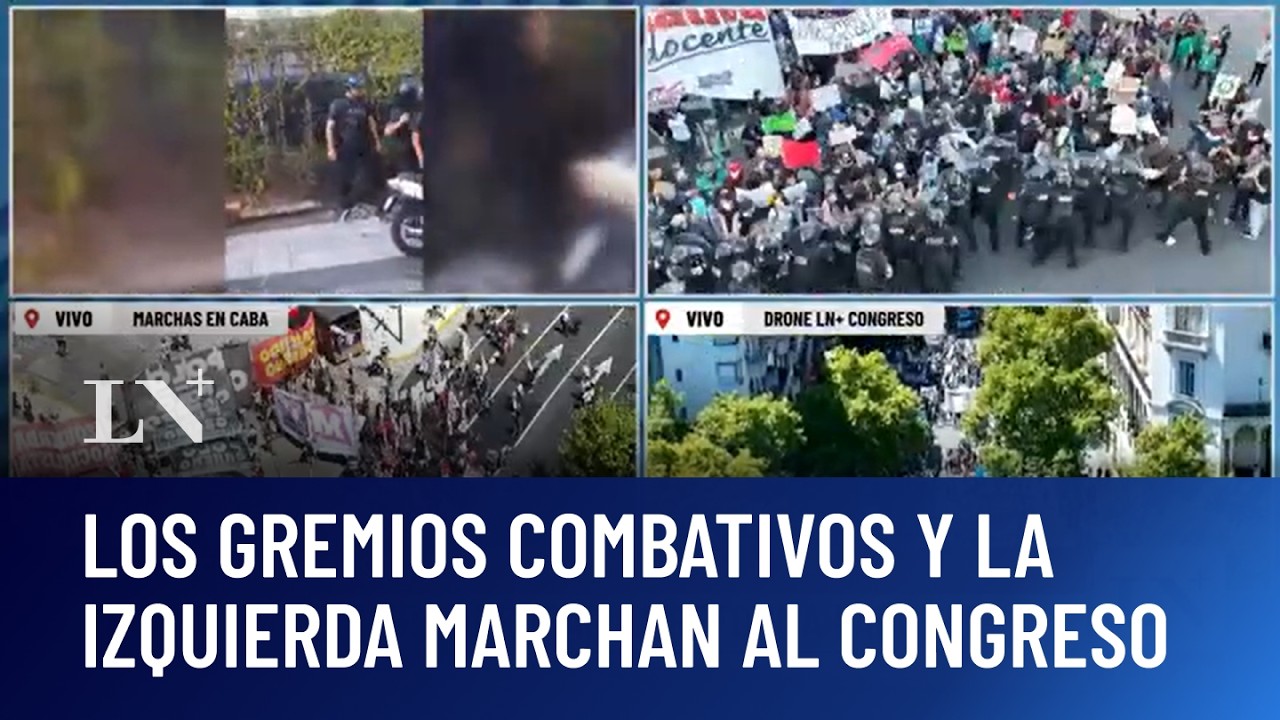 Los gremios combativos y la izquierda marchan al Congreso
