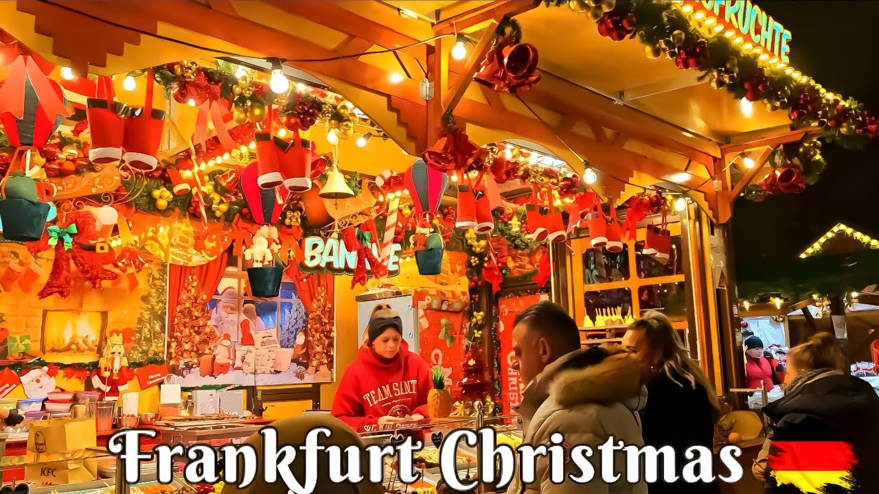 ❄️🇩🇪Christmas Fair in Frankfurt am Main walking tour in Germany video in 4k 60fps 2023🌙❄️🎄