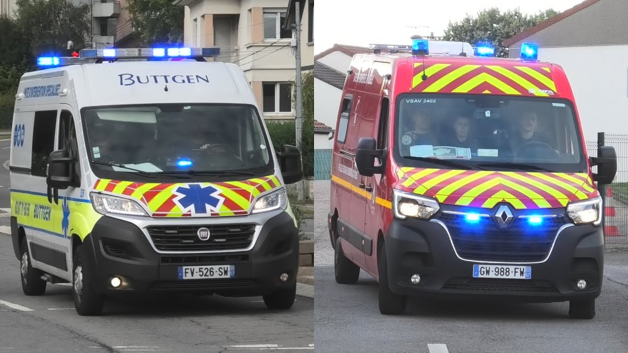 Ambulances Sapeurs Pompiers de La Moselle Thionville & Ambulance Buttgen en urgence á Thionville
