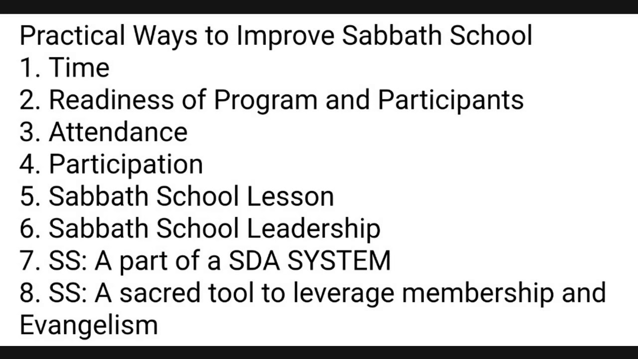 How to improve Sabbath School