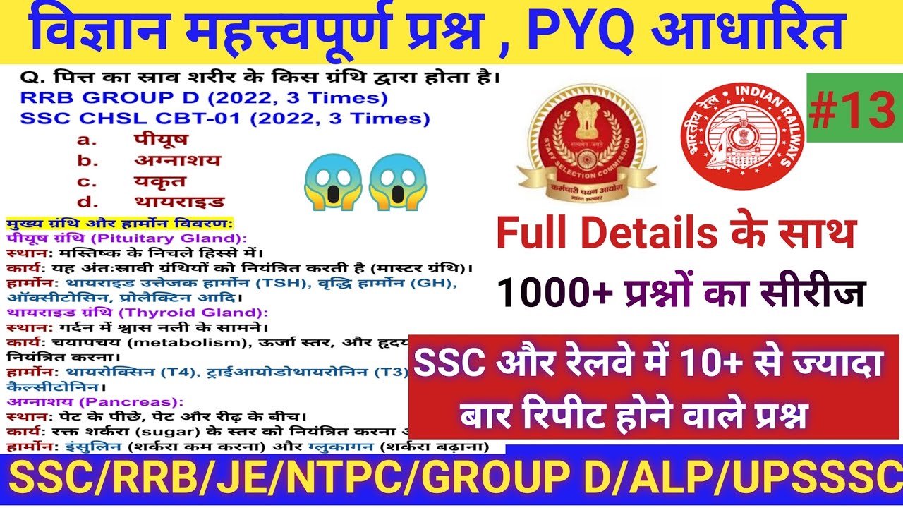 Railway Science PYQ #13। Science 😱 important PYQ।#groupdscience #sciencepyq #rrb #ssc #rrbexam