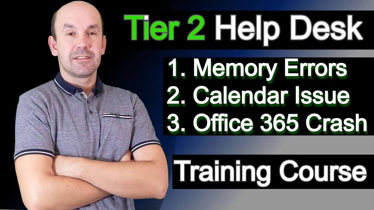 Tier 2 Help Desk, Low Memory Warning, Shared Calendar Errors, Office 365 Crashing Applications