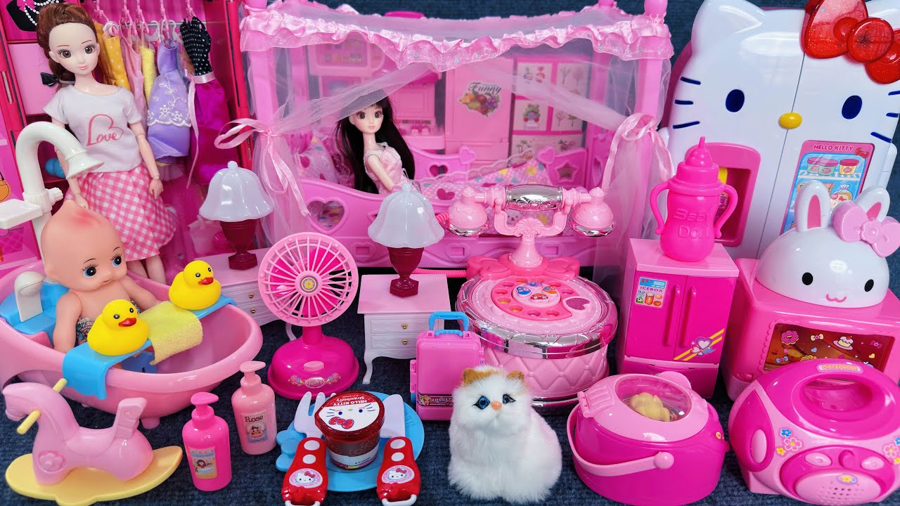 12 Minutes Satisfying with Unboxing Barbie Princess House & Bedroom Collection Toys Review | ASMR