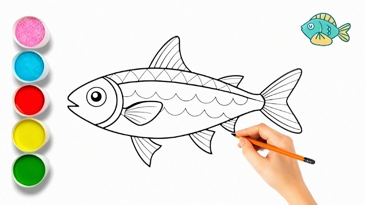 Cute Rainbow Fish Drawing, Painting & Coloring For Kids and Toddlers_ Kids Art