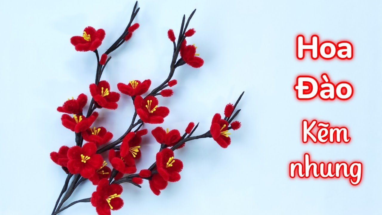 Cách làm hoa Đào bằng kẽm nhung - How to Make Peach Blossoms Using Pipe Cleaner