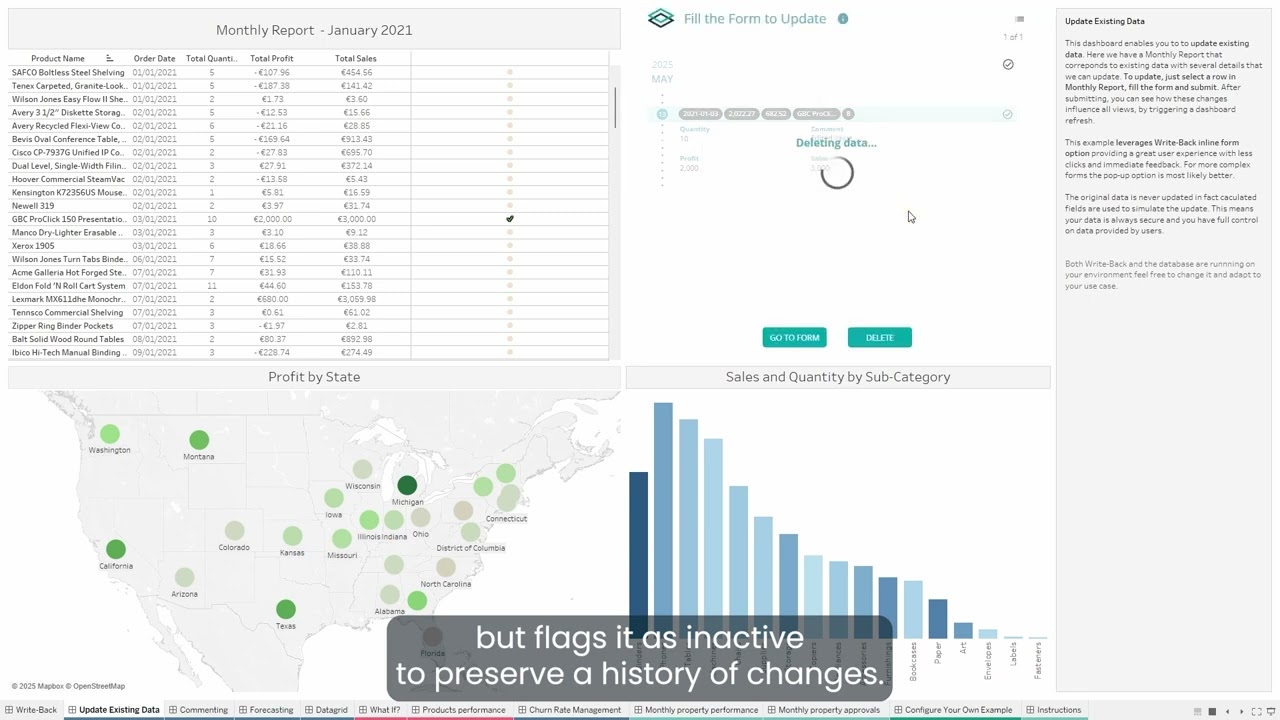 (Write-Back for Tableau) Quick Overview for End Users: How to interact with data