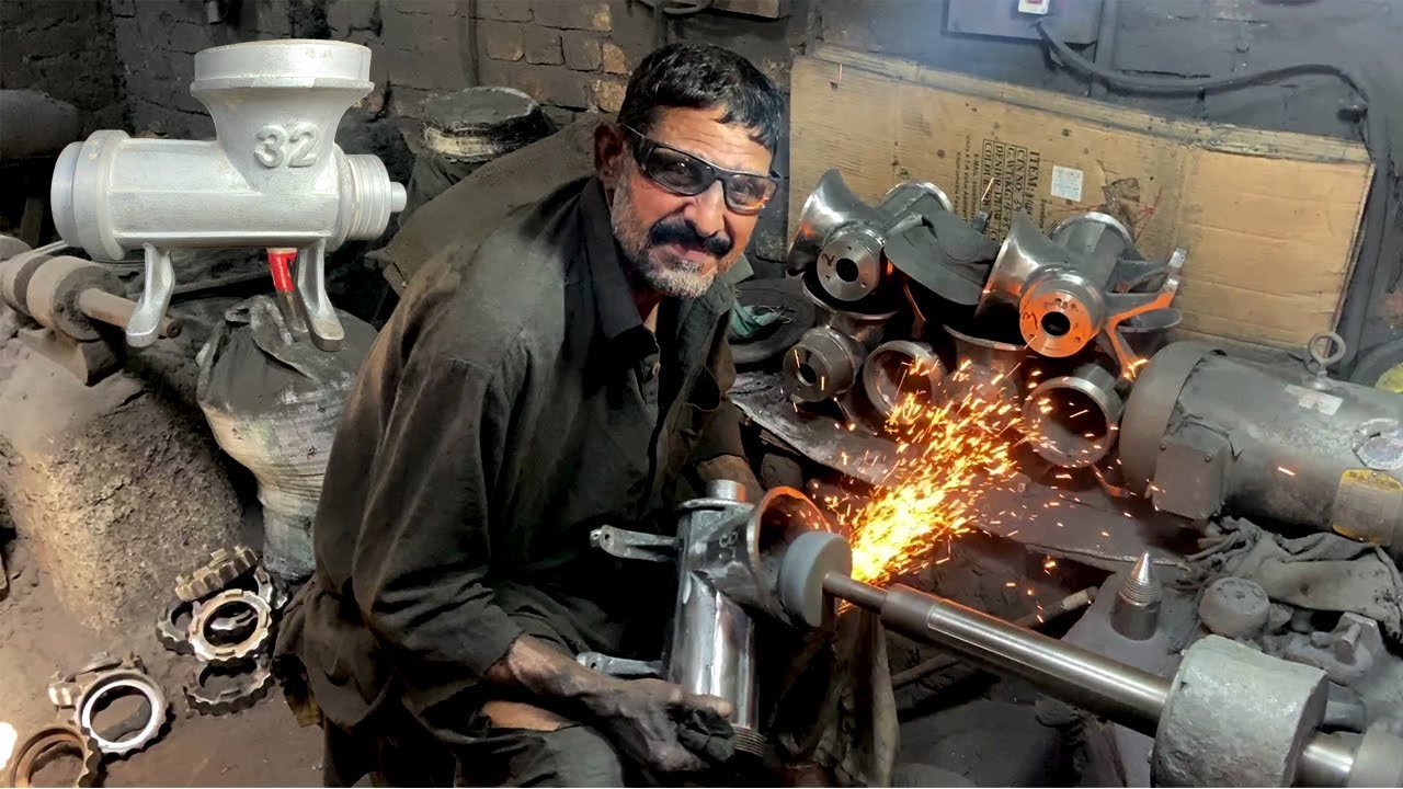 Blacksmith make meatmincer By Engine Recycling.