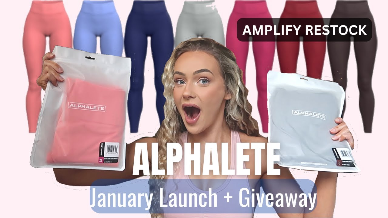 ALPHALETE JANUARY RESTOCK DETAILS & GIVEAWAY! Amplify scrunch leggings, new sports bra colors