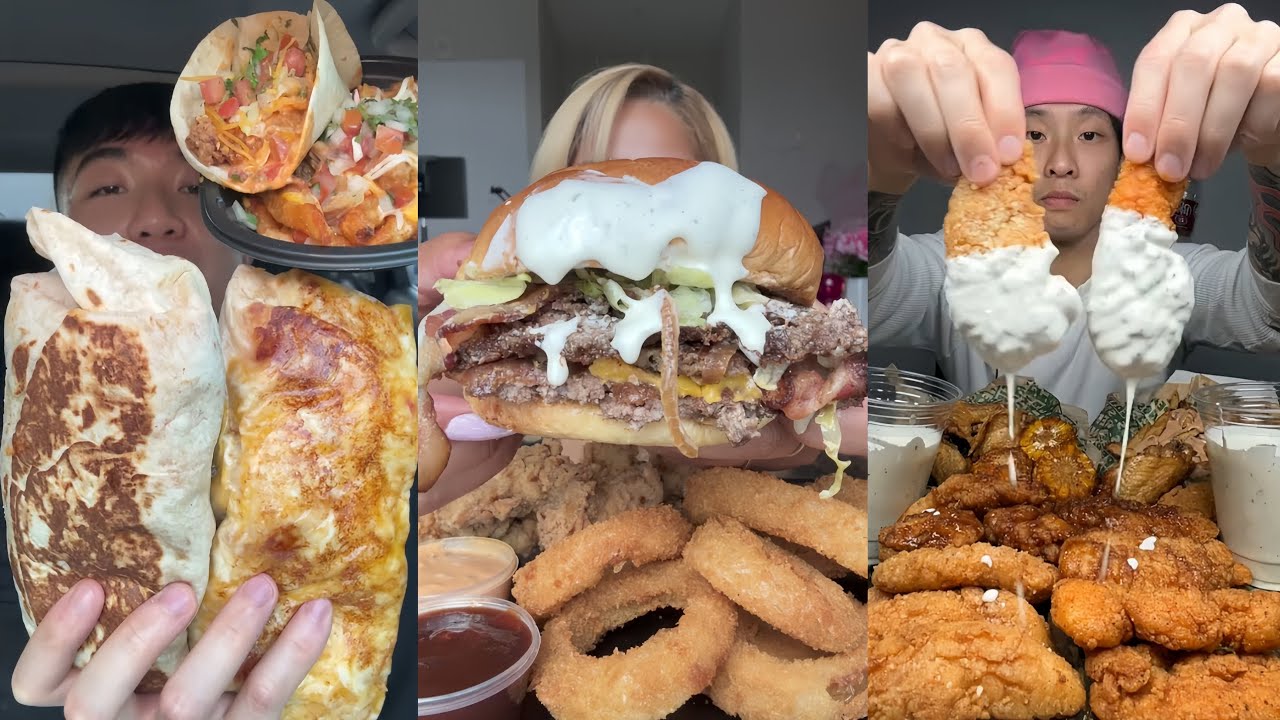 TIKTOK Mukbang Compilation | In-N-Out, Dave’s Hot Chicken, Taco Bell, Wingstop, & More! 🍔🔥🌮🍗