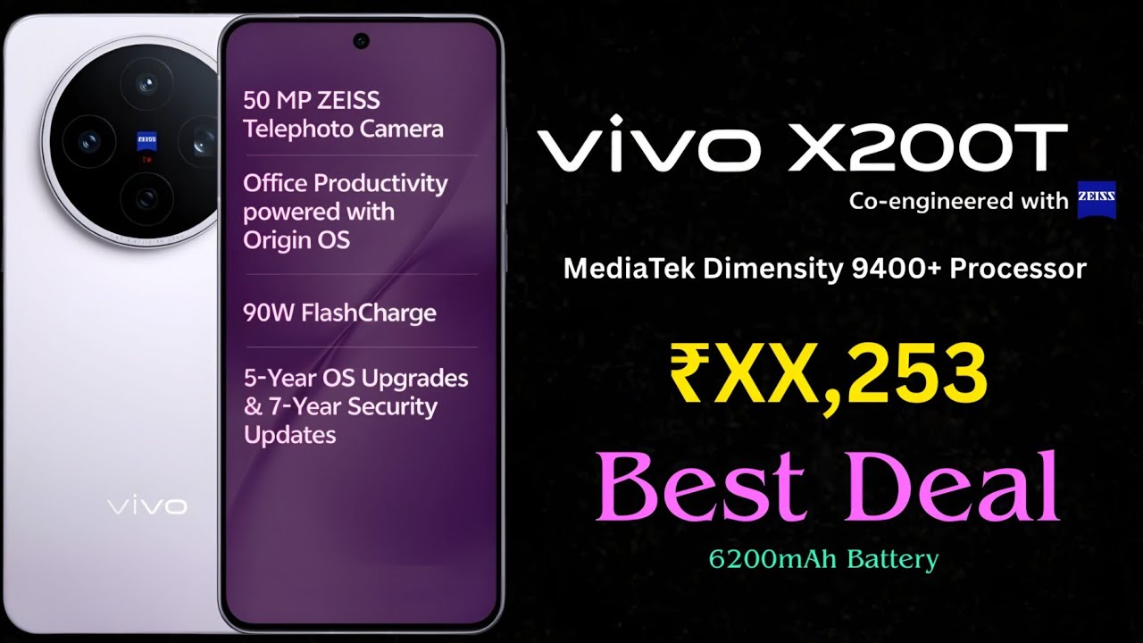 vivo X200T - Dimensity 9400+ Processor | 6200mAh Battery | 12GB/256GB | AMOLED Display | in Telugu..