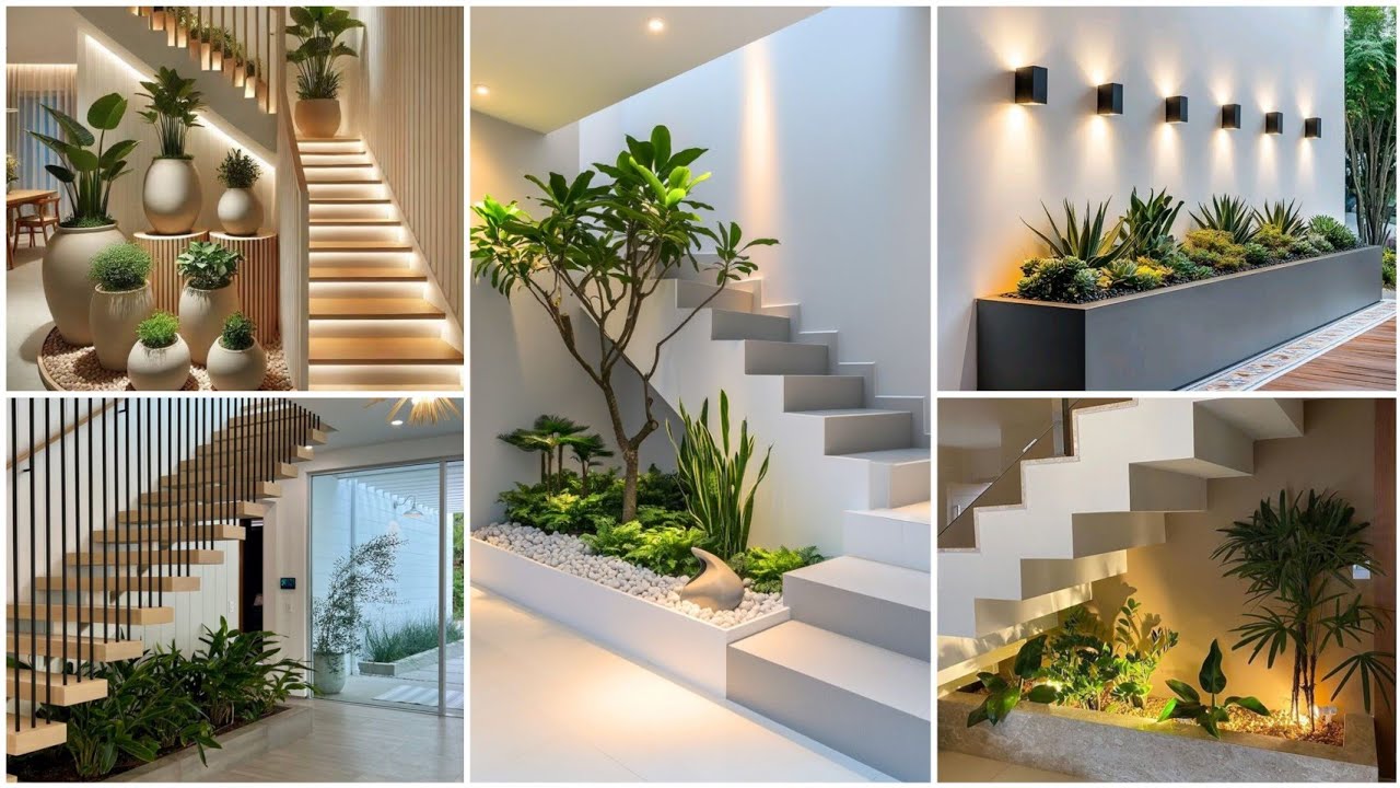 Small garden design under stairs | Small garden under stairs planters | Under staircase garden ideas