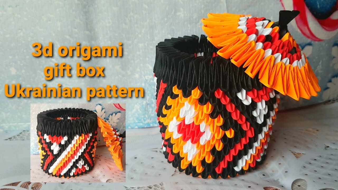 Paper gift box | Ukrainian pattern | 3d origami
