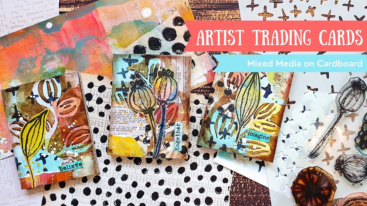 My favourite Surface for ATCs ⭐ Use Collage Fodder and Mixed Media on Cardboard (recycle your waste)