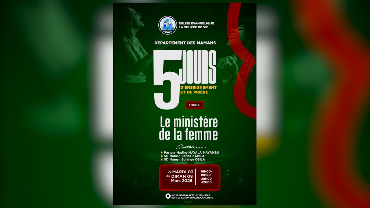 CULTE DE MERCREDI 04 MARS 2026 2ème JOUR LE MINISTÈRE DE LA FEMME ORATRICE SD MAMAN ODETTE