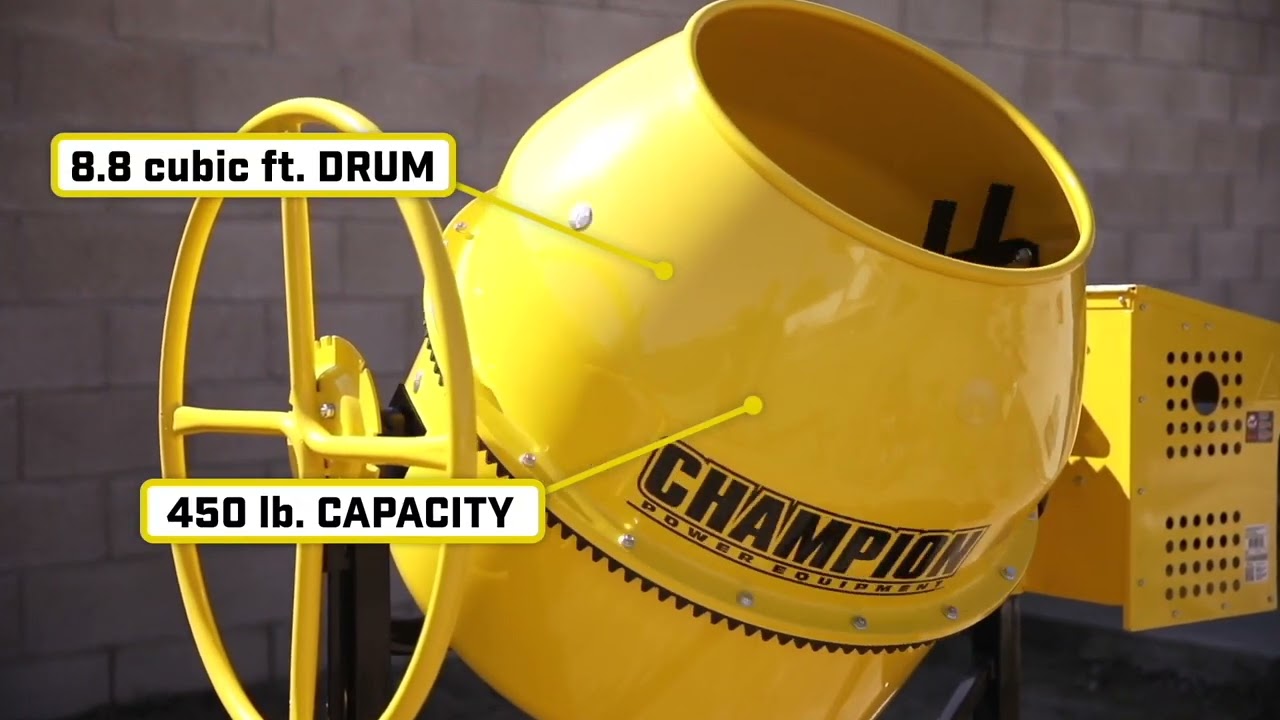 Champion 8.8 cu. ft. 79 cc Heavy-Duty Concrete Mixer with 450 lb. Capacity (Model 201495)