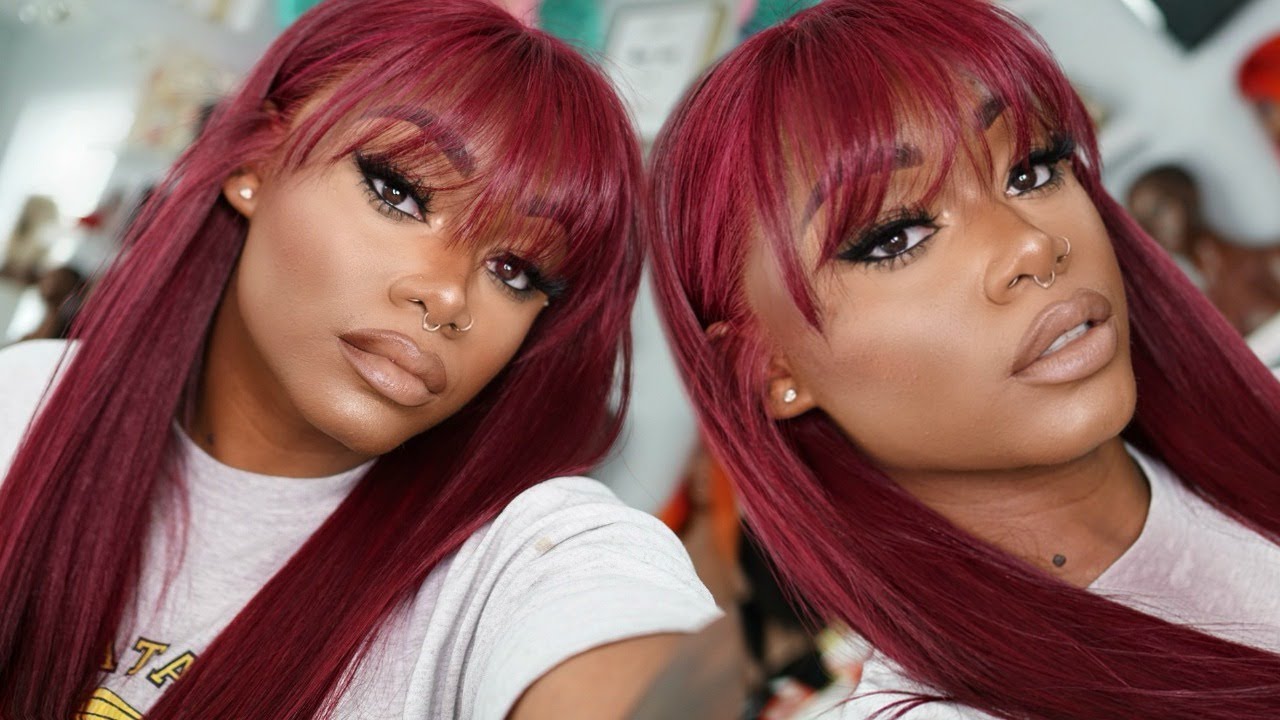 BOMB DYE Burgundy Haircolor From Blonde | Fall Color READY + Bangs Cut Tutorial Ft AliPearl