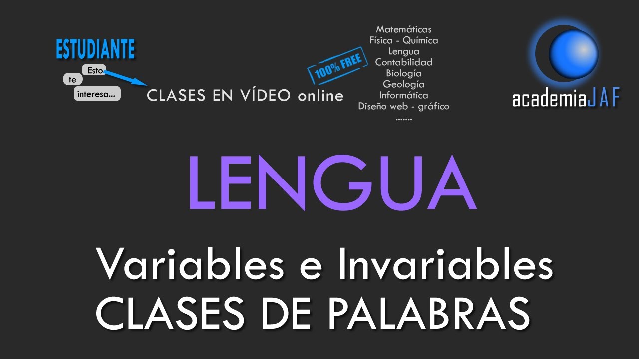 Clases de palabras: variables e invariables - Lengua Española análisis morfológico - academia JAF