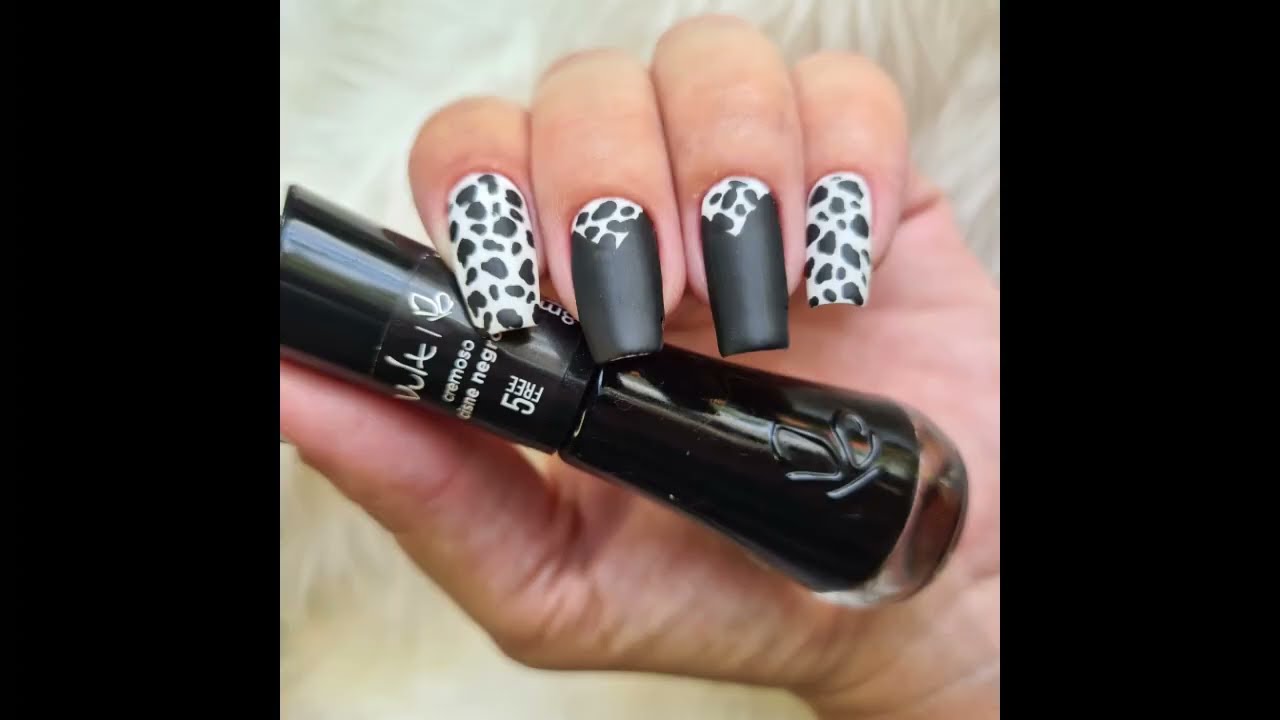 Dica de unha b&aacute;sica, Esmalta&ccedil;&atilde;o zebra preta e branca,