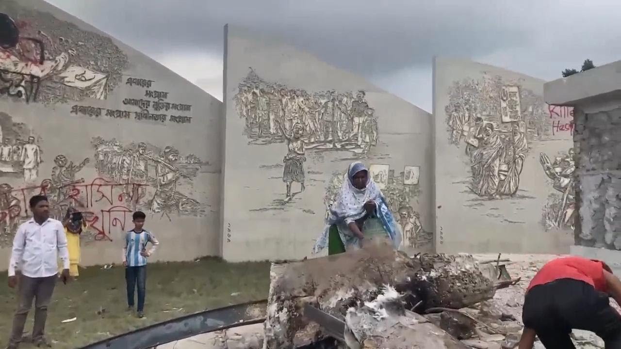Statue of Bangladesh's first president and Sheikh Hasina's father toppled in Dhaka amid unrest