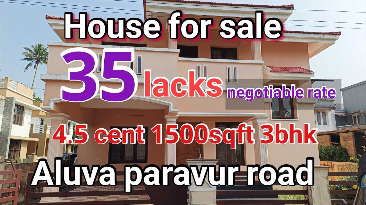 4.5 cent land 1500 sqft 3bhk house for sale 35 negotiable rate @salerentlease