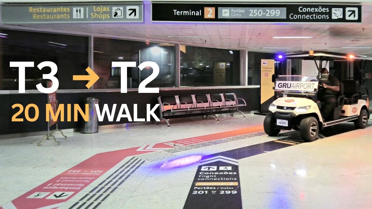 Connecting at São Paulo GRU 🇧🇷 | Real-Time Walk from Terminal 3 to 2 (20 Minutes)