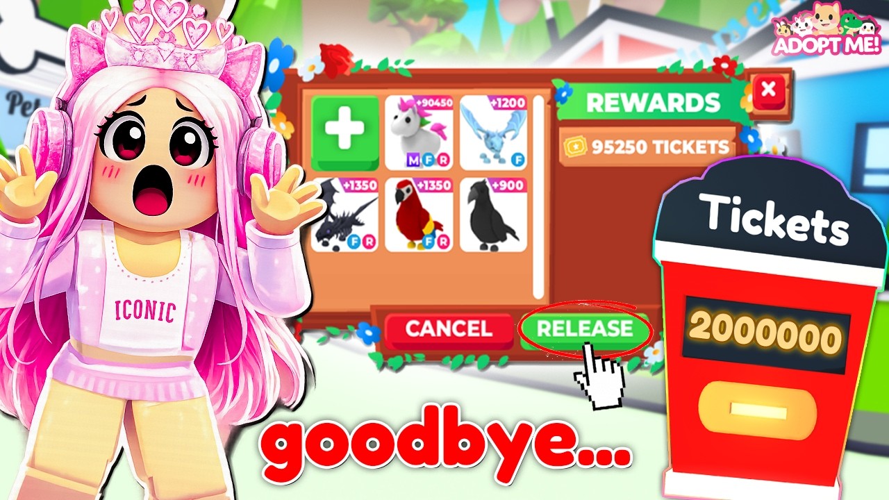 RELEASING ALL MY PETS FOR TICKETS IN ADOPT ME..GOODBYE... Roblox