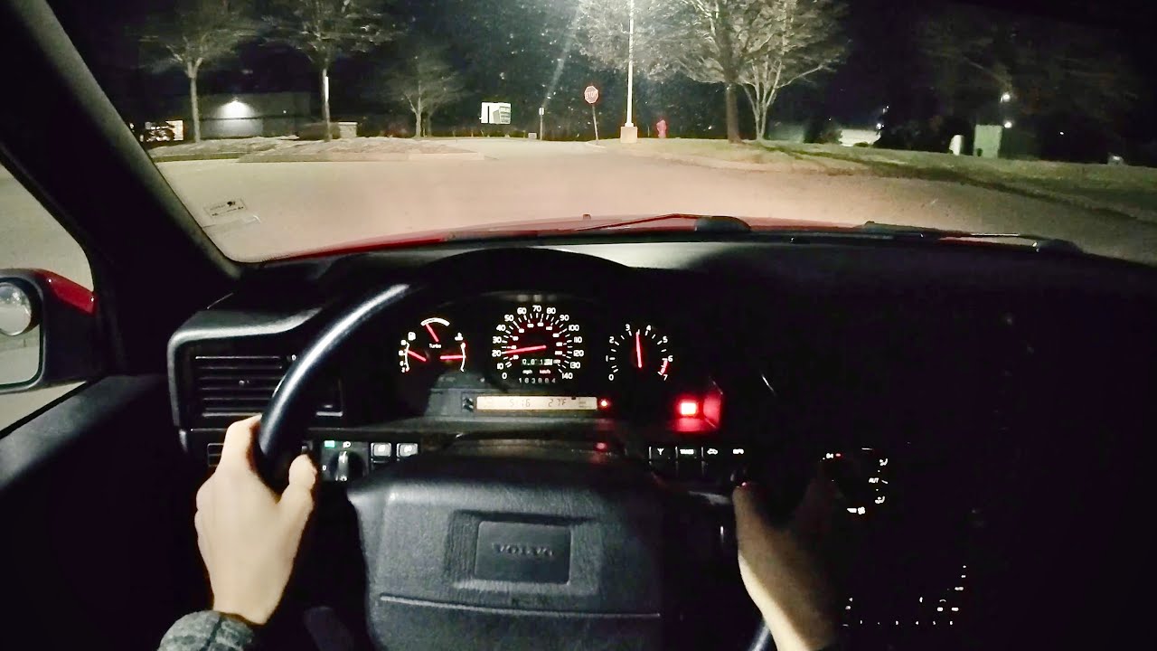 1997 Volvo 850 R Sedan (5-Speed Manual) - POV Night Drive (Binaural Audio)