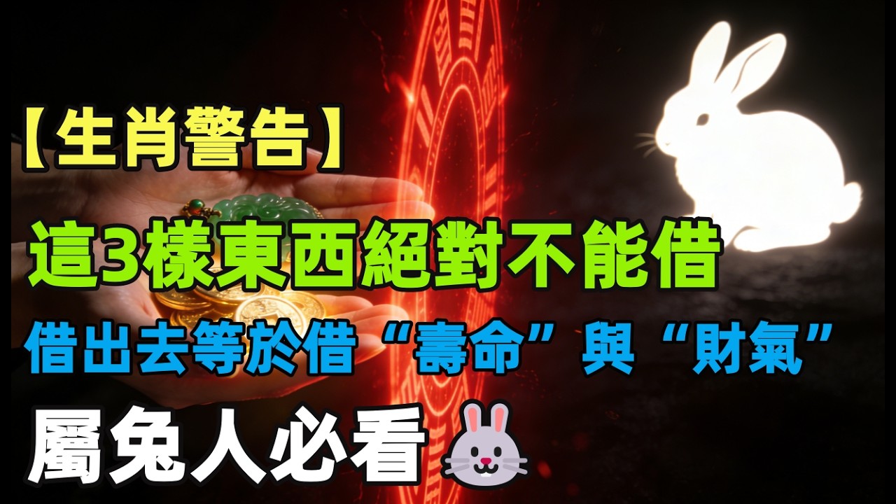 【生肖警告】这3样东西绝不能借！借出去等于借走“寿命”与“财气”，属兔人必看🐰