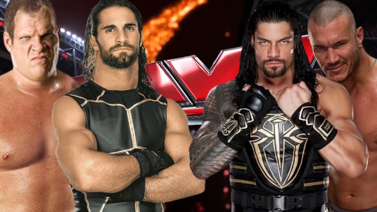 Tag team match roman reigns randy orton vs seth rollins & kane 