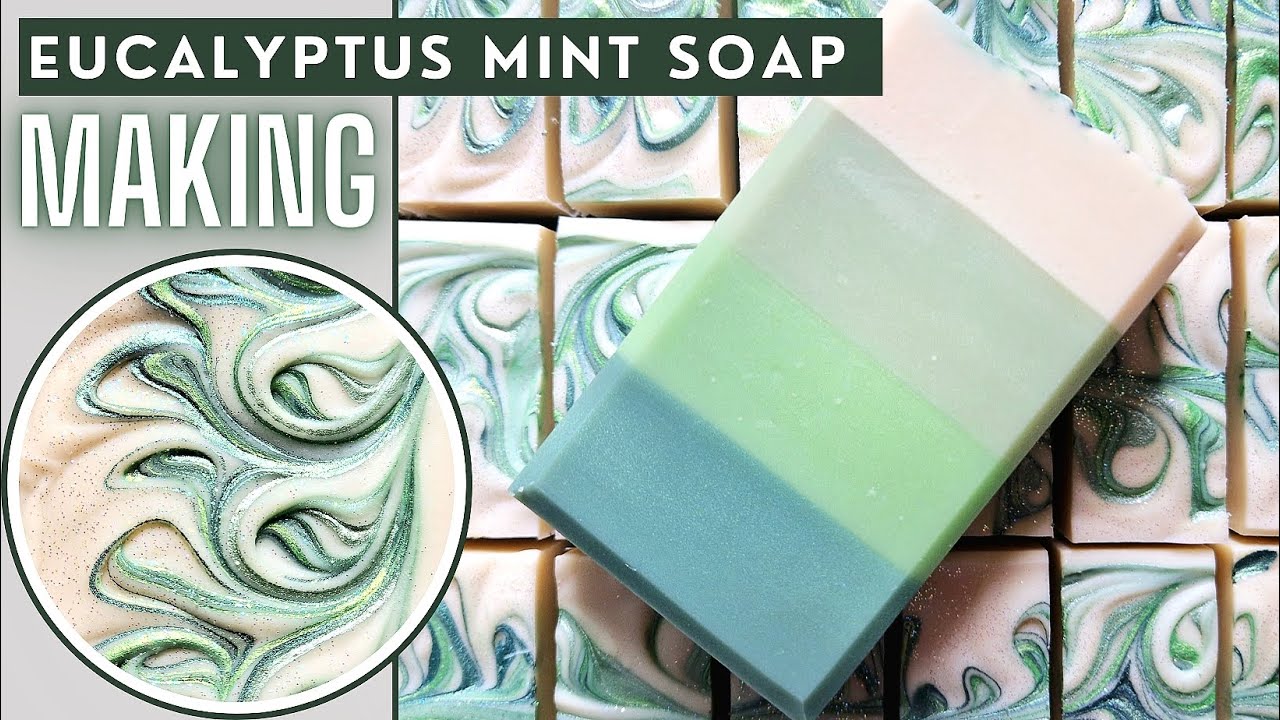 Making Mint and Eucalyptus 🍃🌿🧊refreshing soap, cold process.