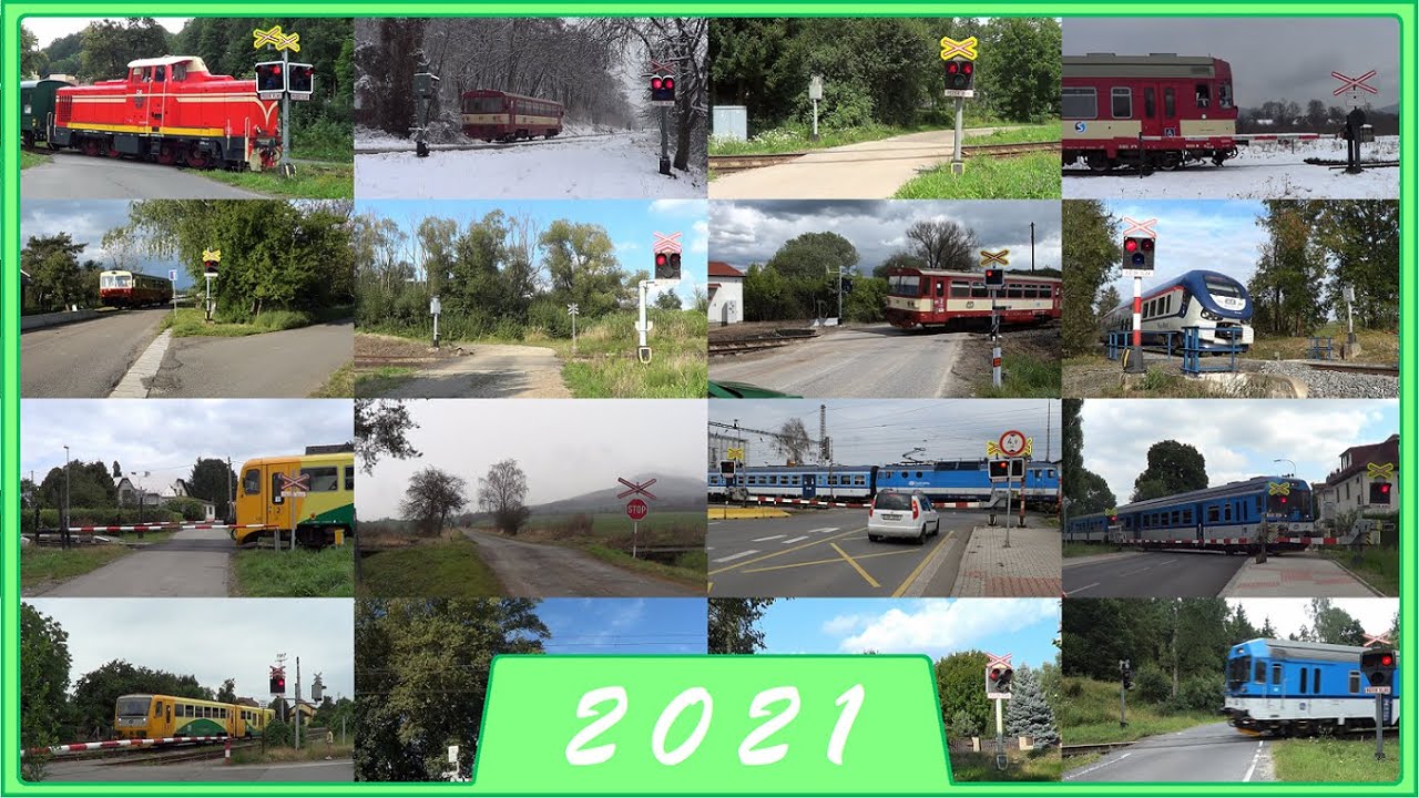 Sestřih železničních přejezdů / Czech level crossing compilation [2021]