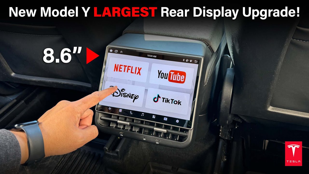 New Tesla Model Y/3 LARGEST Rear Entertainment Display Upgrade! #tesla