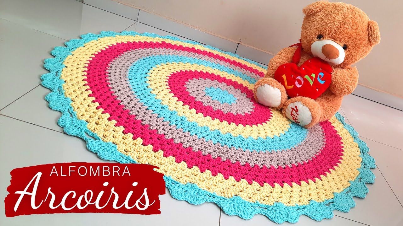 💖 Alfombra a crochet modelo 🌈 Arcoiris - canal ( Yessi Crochet  )