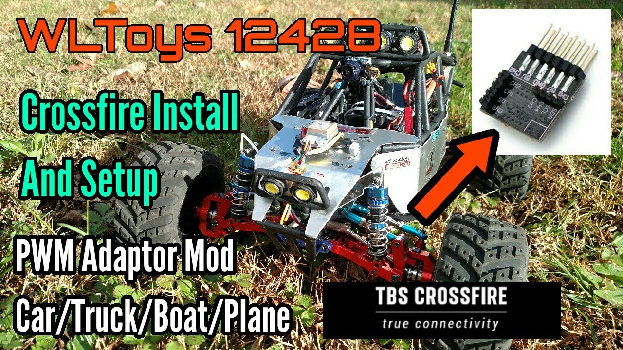 Crossfire Install And Setup On Your RC Car/Truck/Boat/Plane.  PWM Adaptor Mod / WLToys 12428 Upgrade