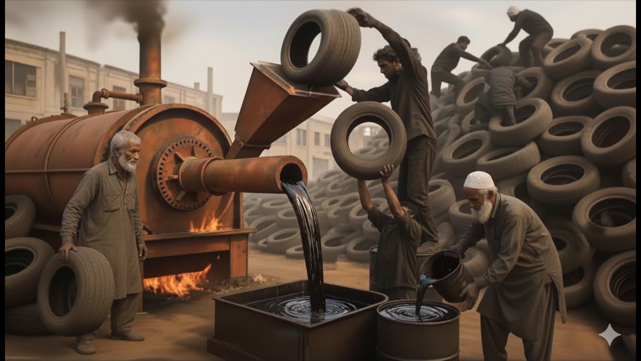 Waste Tyres to Oil & Steel Wires! Incredible Factory Recycling Process 🚀